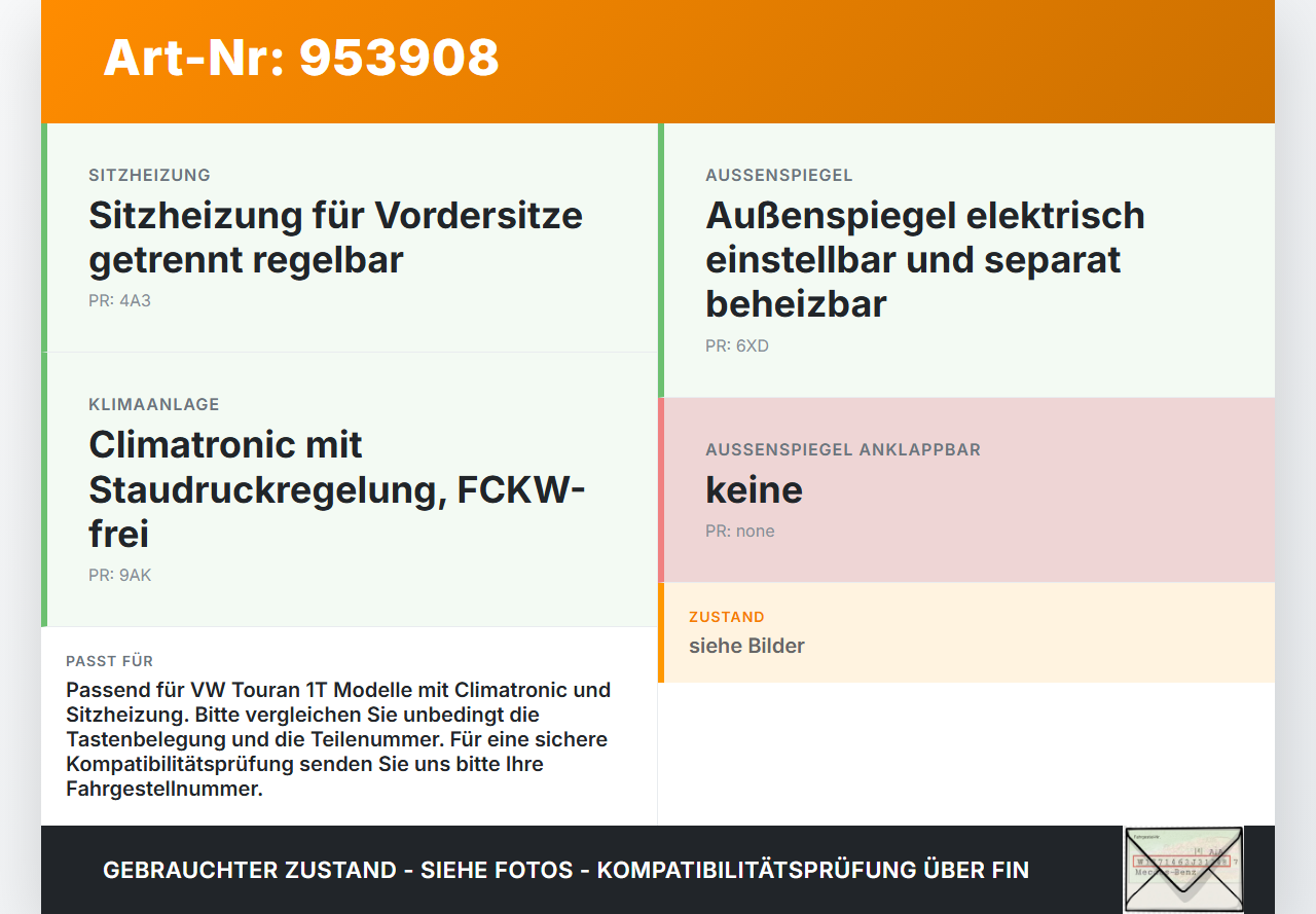 VW Touran 1T 06-10 Bedienteil Bedienelement Heizung Klimabedienteil VW Touran 1T 06-10 02.11.2007 1K0907044DA... Vorschau 3
