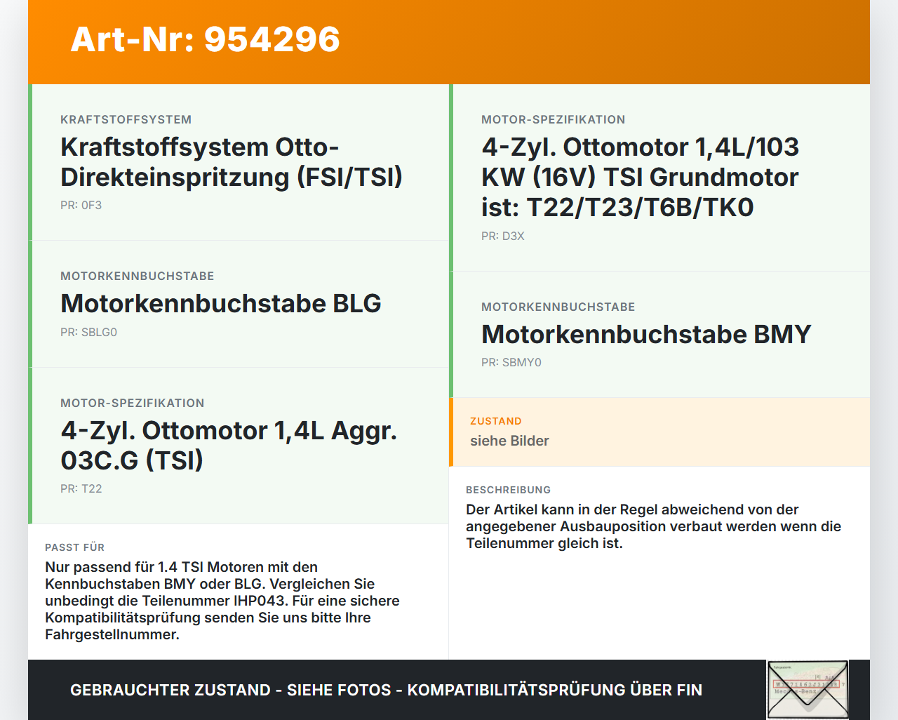 VW Touran 1T 06-10 TSI 1,4 103KW Injektor Einspritzdüse Zyl.3 VW Touran 1T 06-10 02.11.2007 03C906036E IHP043 gebraucht Vorschau 3
