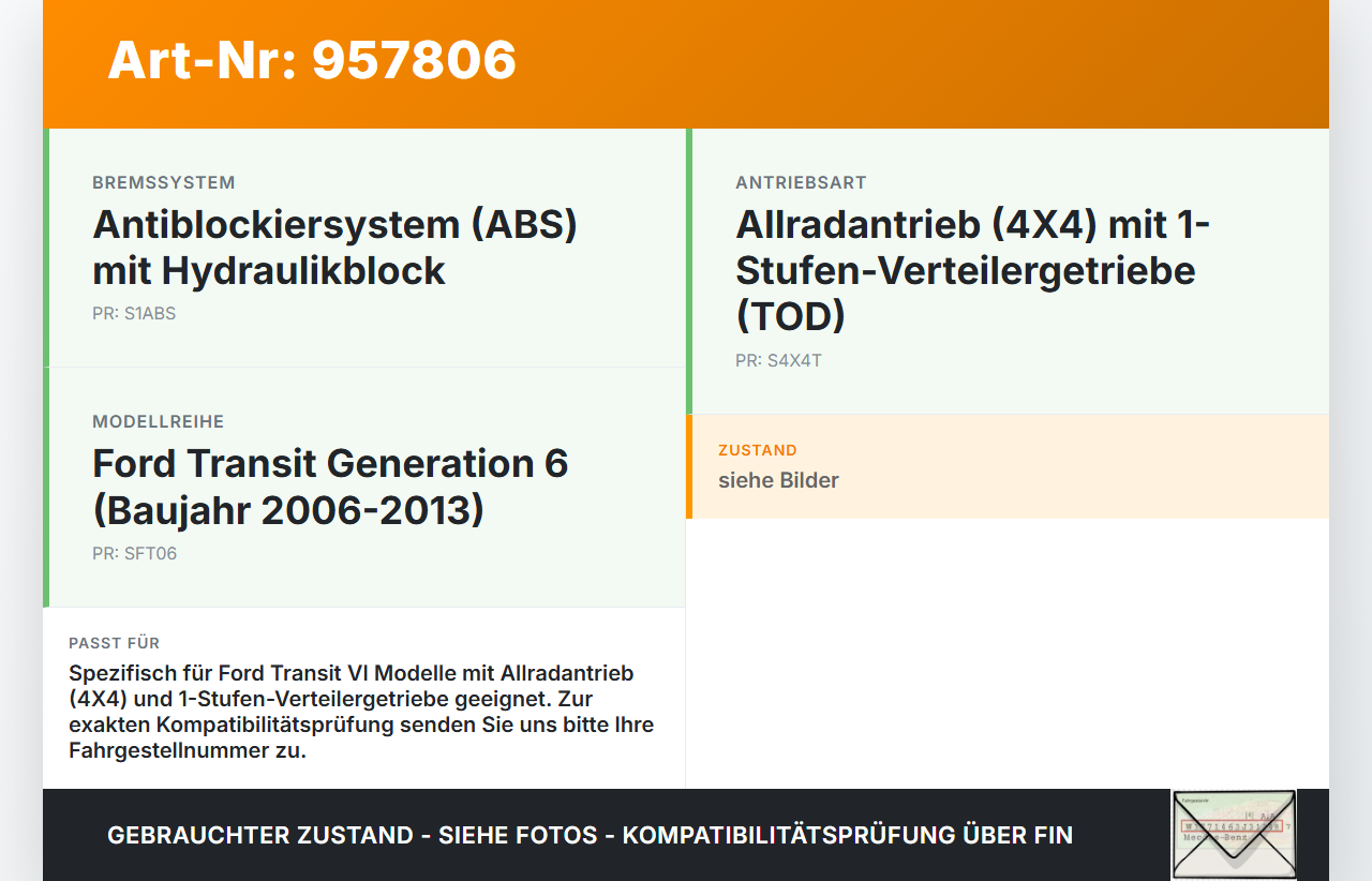 Ford Transit 6 VI 06-13 ABS Steuergerät Aggregat Hydraulikblock Ford Transit 6 VI 06-13 04.02.2008 026595077... Vorschau 3