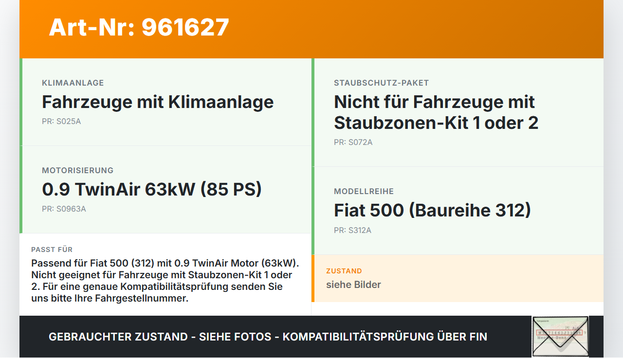 Fiat 500 312 09-15 0,9 63KW Lüfter Ventilator f. Kühler Fiat 500 312 09-15 07.12.2010 52057327 gebraucht Vorschau 3