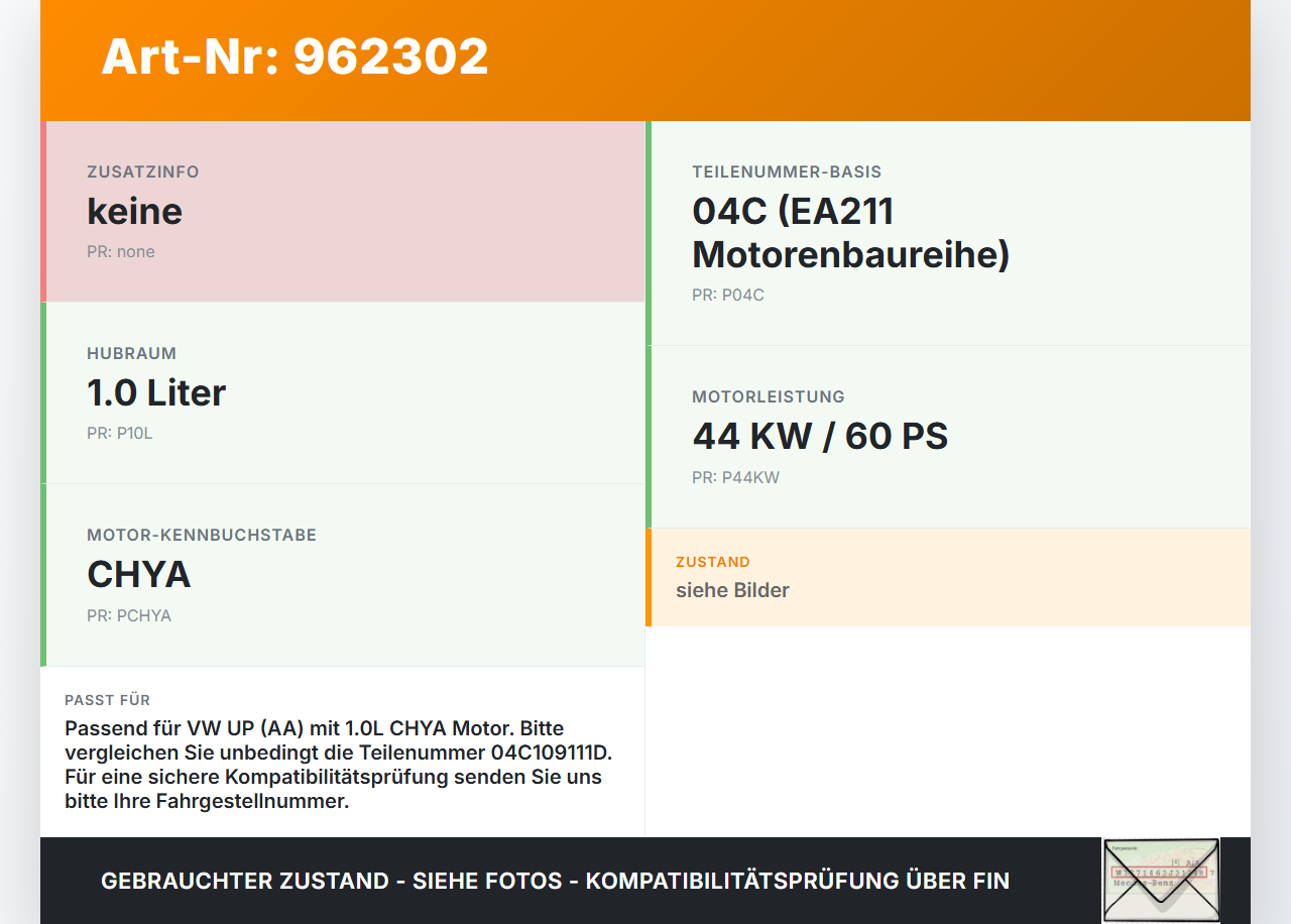 VW UP AA 15-23 1,0 44KW CHYA Riemenscheibe VW UP AA 15-23 19.04.2017 04C109111D gebraucht Vorschau 3