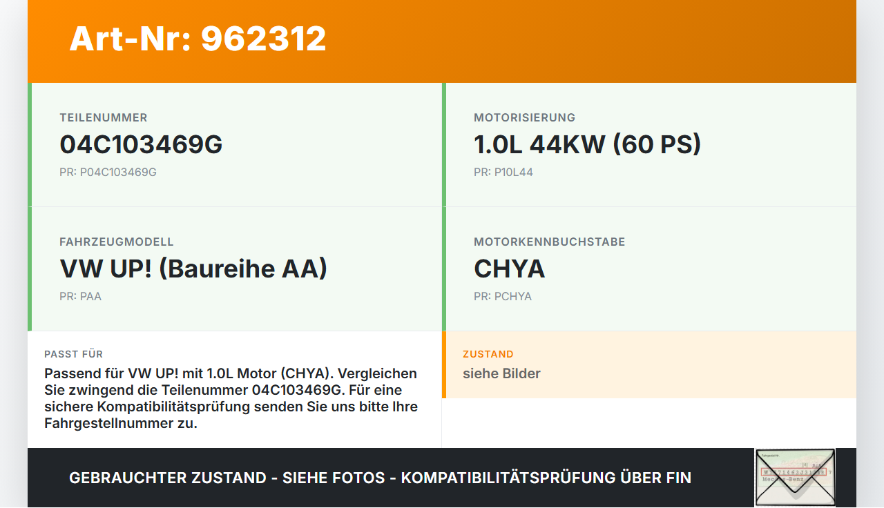 VW UP AA 15-23 1,0 44KW CHYA Ventildeckel Zylinderkopfhaube VW UP AA 15-23 19.04.2017 04C103469G gebraucht Vorschau 3