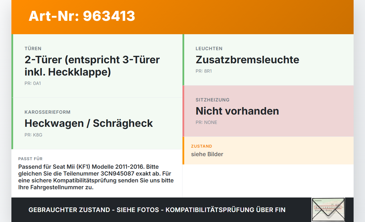 Seat Mii KF1 11-16 3T Bremslicht 3te Bremsleuchte für Klappe Seat Mii KF1 11-16 21.10.2014 3CN945087... Vorschau 3