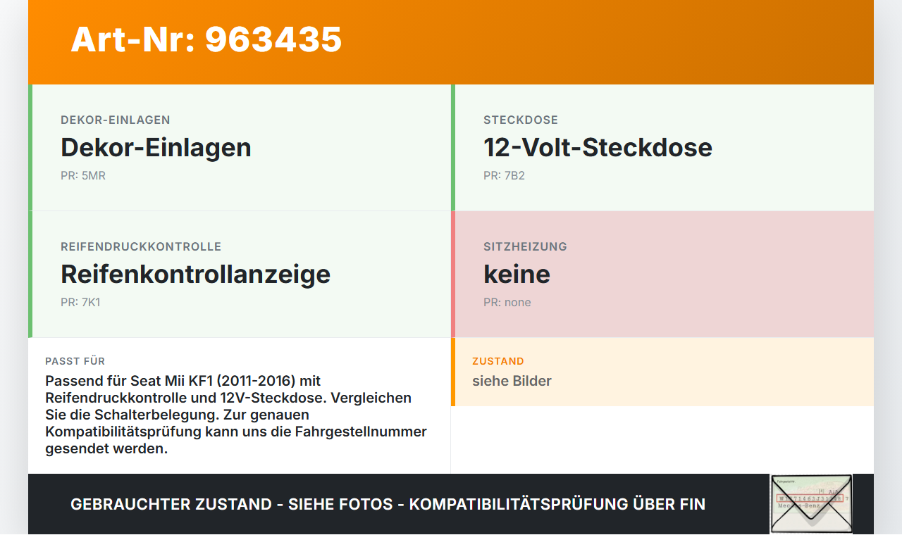Seat Mii KF1 11-16 Schalter Reifendruckkontrolle und 12V Steckdose Seat Mii KF1 11-16 21.10.2014 1S0953508A... Vorschau 3