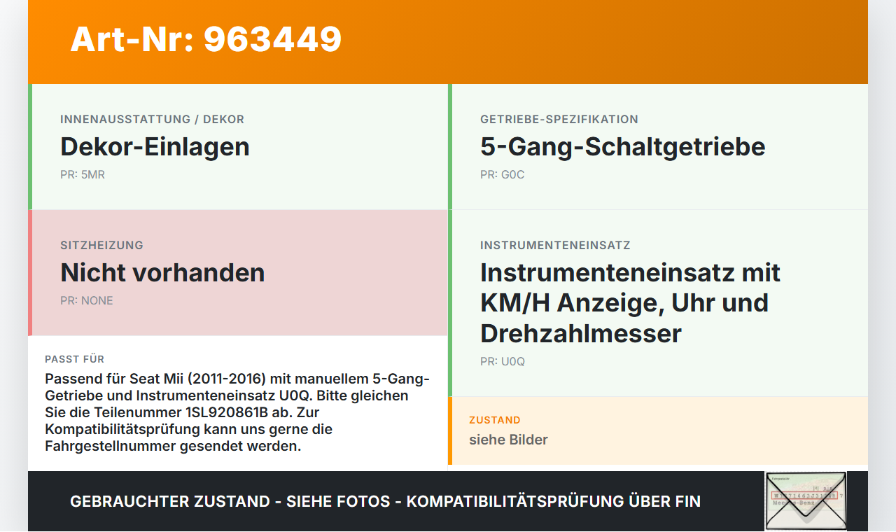 Seat Mii KF1 11-16 1,0 44KW Kombiinstrument Tacho Seat Mii KF1 11-16 21.10.2014 1SL920861B gebraucht Vorschau 3