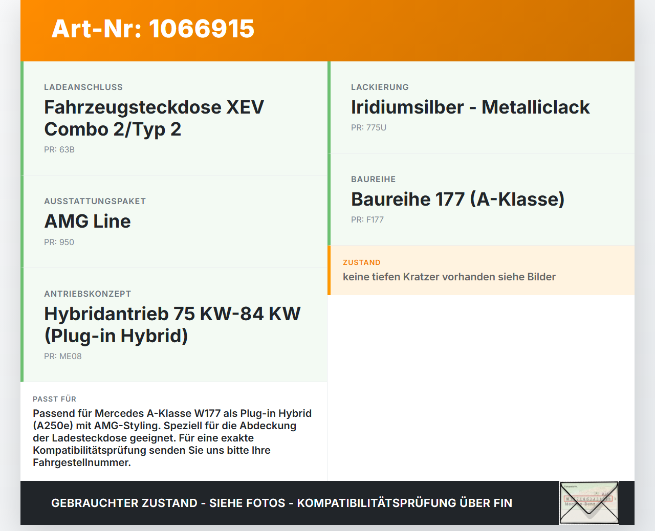 Mercedes W177 A250E 18-22 Tankdeckel Tankklappe  775 Mercedes W177 A250E 18-22 26.03.2021 A1777572100 10804-000... Vorschau 3