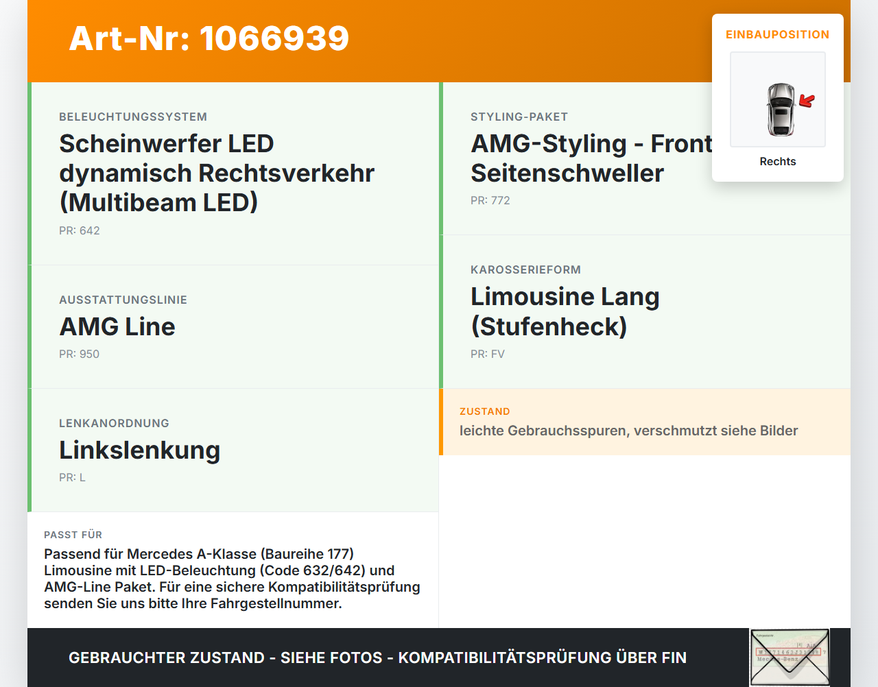 Mercedes W177 A250E 18-22 Lim Rückleuchte Rücklicht Heckleuchte Rechts orig Mercedes W177 A250E 18-22 26.03.2021... Vorschau 3