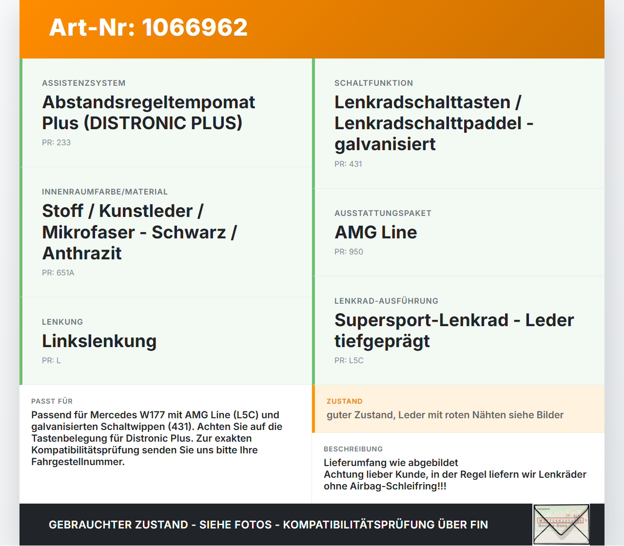 Mercedes W177 A250E 18-22 Lenkrad Lederlenkrad Mercedes W177 A250E 18-22 26.03.2021 A0004608402 P309518084BAWAD... Vorschau 3