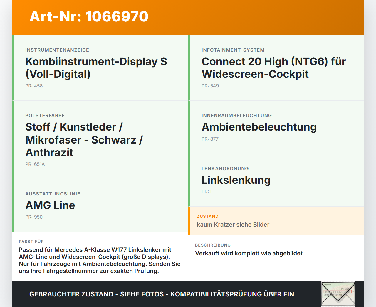 Mercedes W177 A250E 18-22 Armaturenbrett Panel komplett Mercedes W177 A250E 18-22 26.03.2021 A1776806102... Vorschau 3