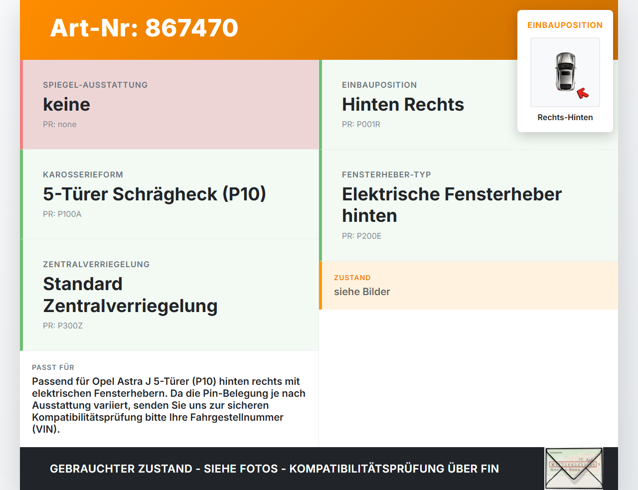 Opel Astra J P10 12-15 5T Kabelbaum Leitungssatz für Tür und Fensterheber Hinten Rechts Opel Astra J P10 12-15... Vorschau 3