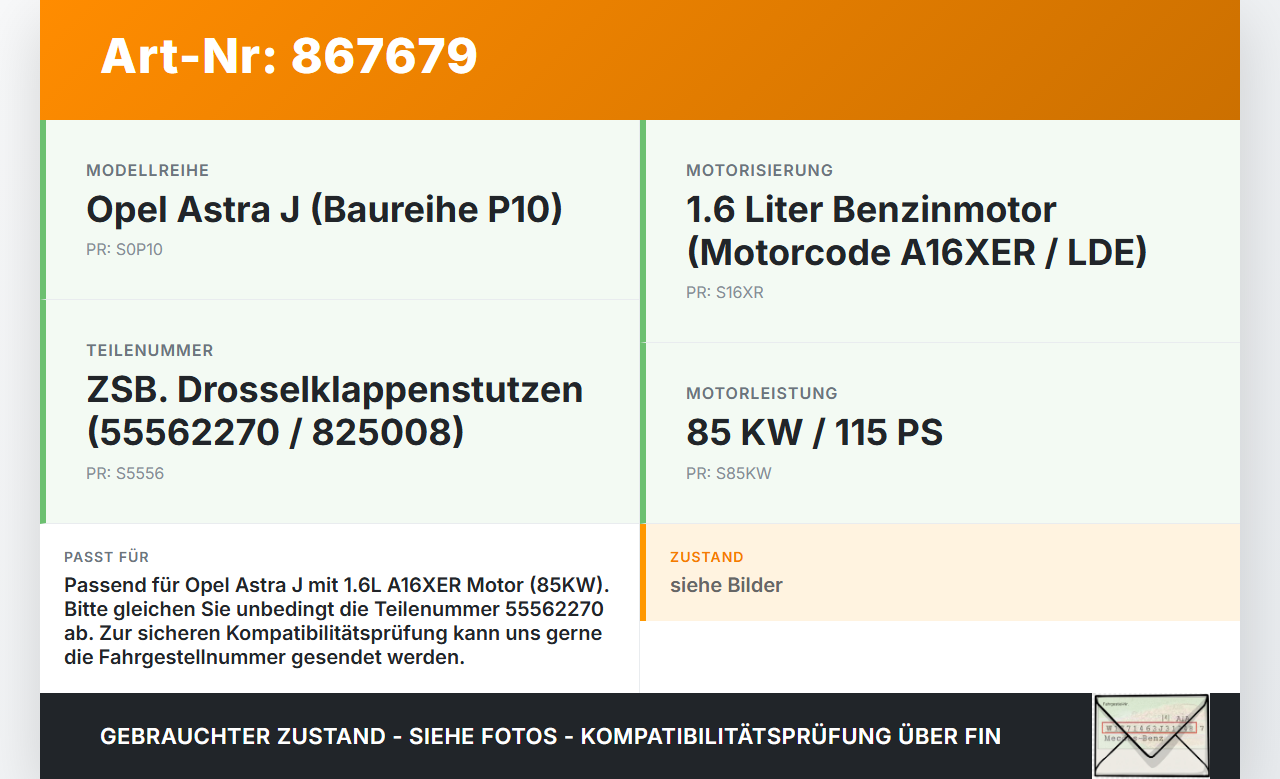 Opel Astra J P10 12-15 1,6 85KW A16XER Drosselklappe Opel Astra J P10 12-15 14.01.2014 55561495 55562270 825008... Vorschau 3