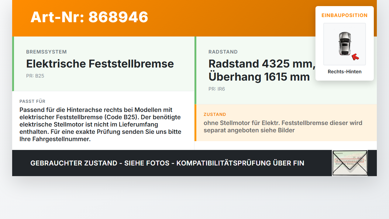 Mercedes Sprinter III 907  CDI 2,1 120KW Bremssattel Bremszange Hinten Rechts Mercedes Sprinter III 907 26.08.2019... Vorschau 3