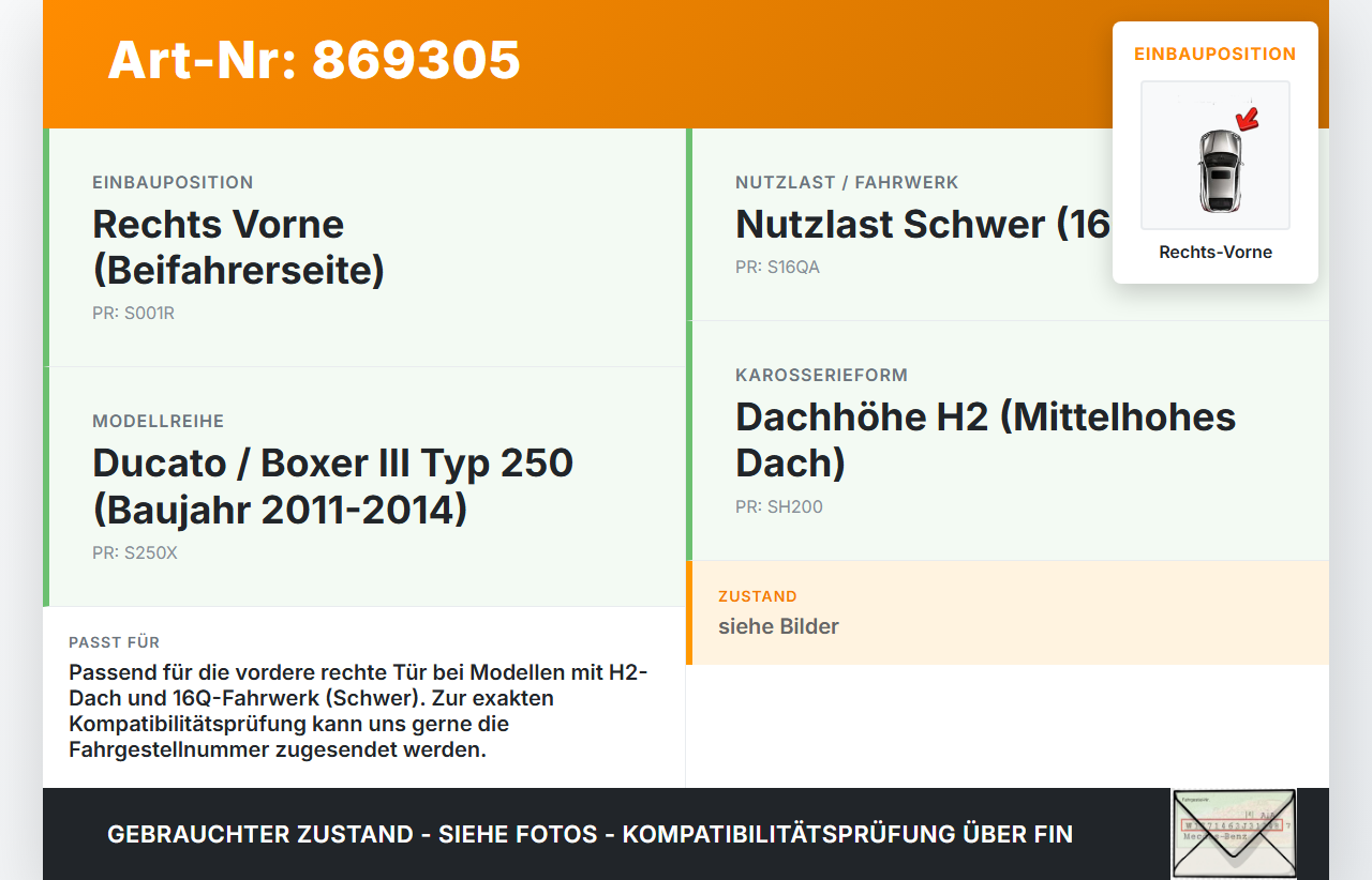 Ducato Boxer III 250 H2 16H 11-14 Dichtung für Rahmen Tür Rechts Vorne Ducato Boxer III 250 H2 16H 11-14 15.06.2016... Vorschau 3