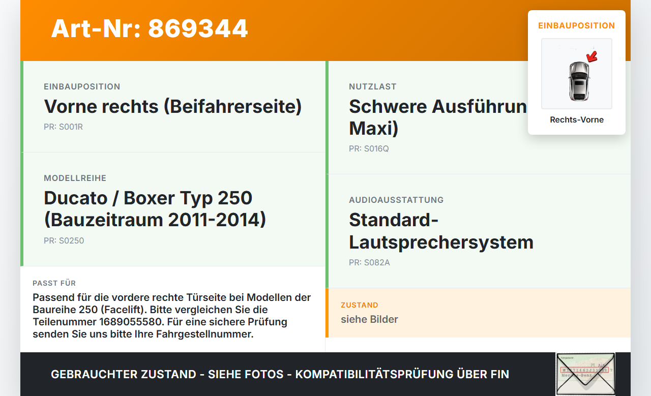 Ducato Boxer III 250 H2 16H 11-14 Lautsprecher Rechts Vorne Ducato Boxer III 250 H2 16H 11-14 15.06.2016 1689055580... Vorschau 3
