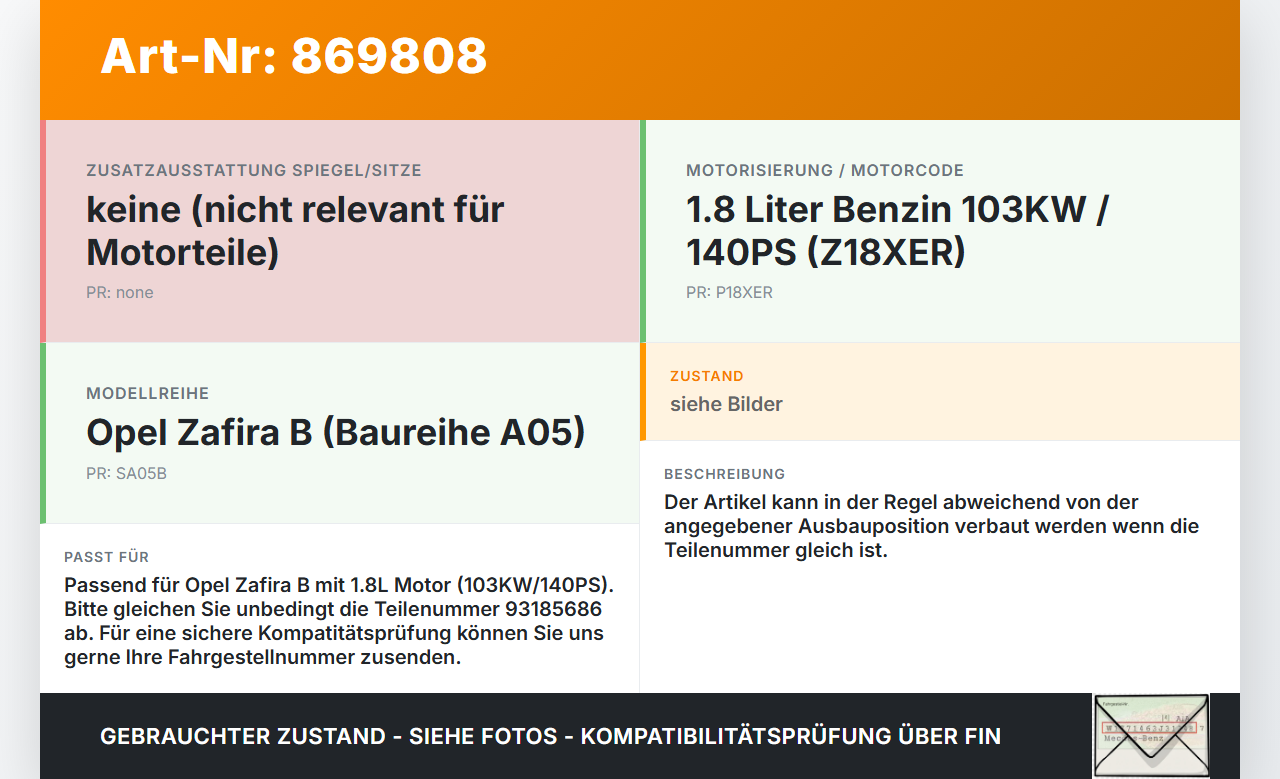 Opel Zafira B A05 05-08 1,8 103KW Injektor Einspritzdüse Zyl.1 Opel Zafira B A05 05-08 29.09.2007 93185686 55353806... Vorschau 3