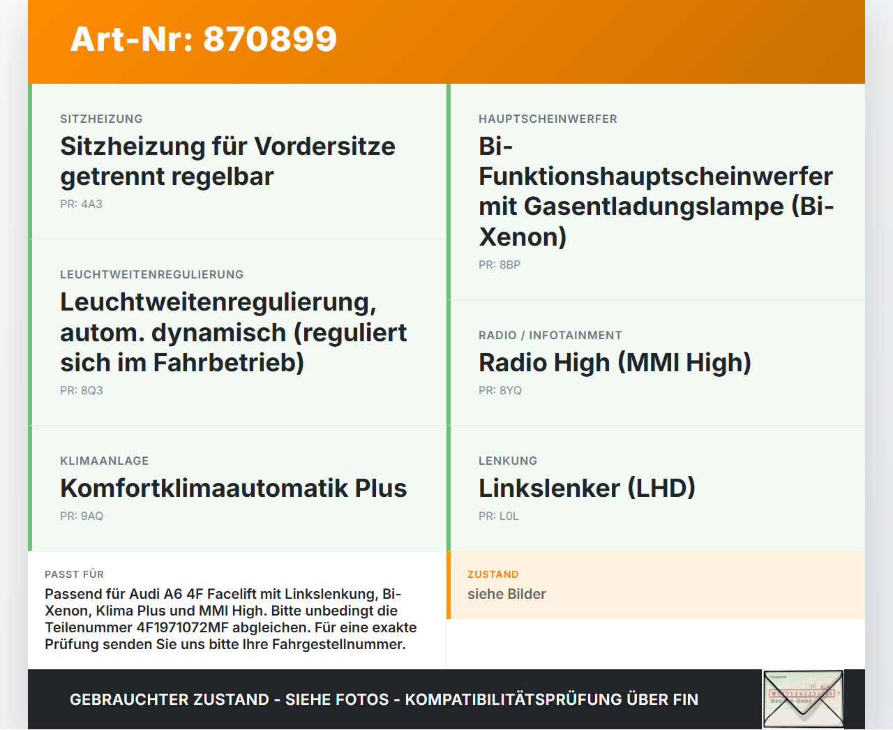 Audi A6 4F C6 08-11 Kombi Kabelbaum für Motor Audi A6 4F C6 08-11 06.12.2010 4F1971072MD 4F1971072MF gebraucht Vorschau 3