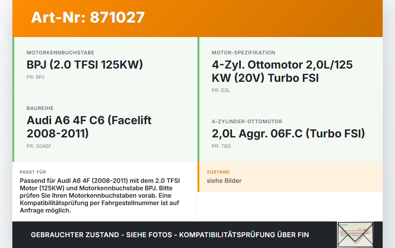 Audi A6 4F C6 08-11 TFSI 2,0 125KW BPJ Unterdruckpumpe Vakuumpumpe Audi A6 4F C6 08-11 06.12.2010 06D145100F ST686... Vorschau 3