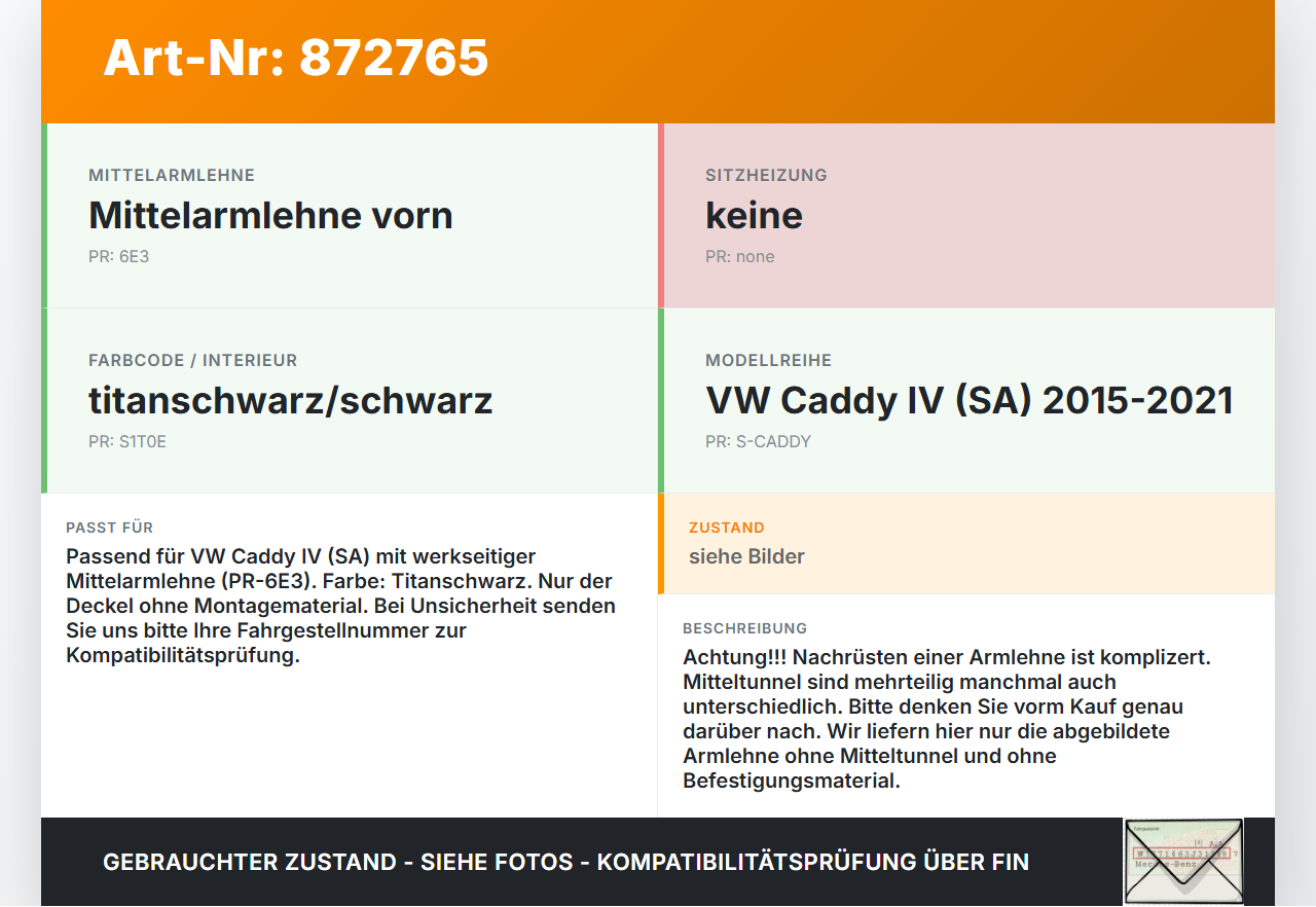 VW Caddy IV SA 15-21 Armlehne Mittelarmlehne Auflage VW Caddy IV SA 15-21 17.09.2016 1T0864571E 1T0864571EDNS gebraucht Vorschau 3