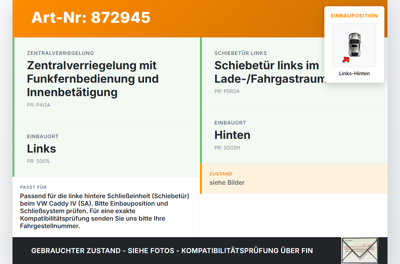 VW Caddy IV SA 15-21 TSI 1,4 92KW Bowdenzug für Schliessung Links Hinten VW Caddy IV SA 15-21 17.09.2016 2K0883099E... Vorschau 3