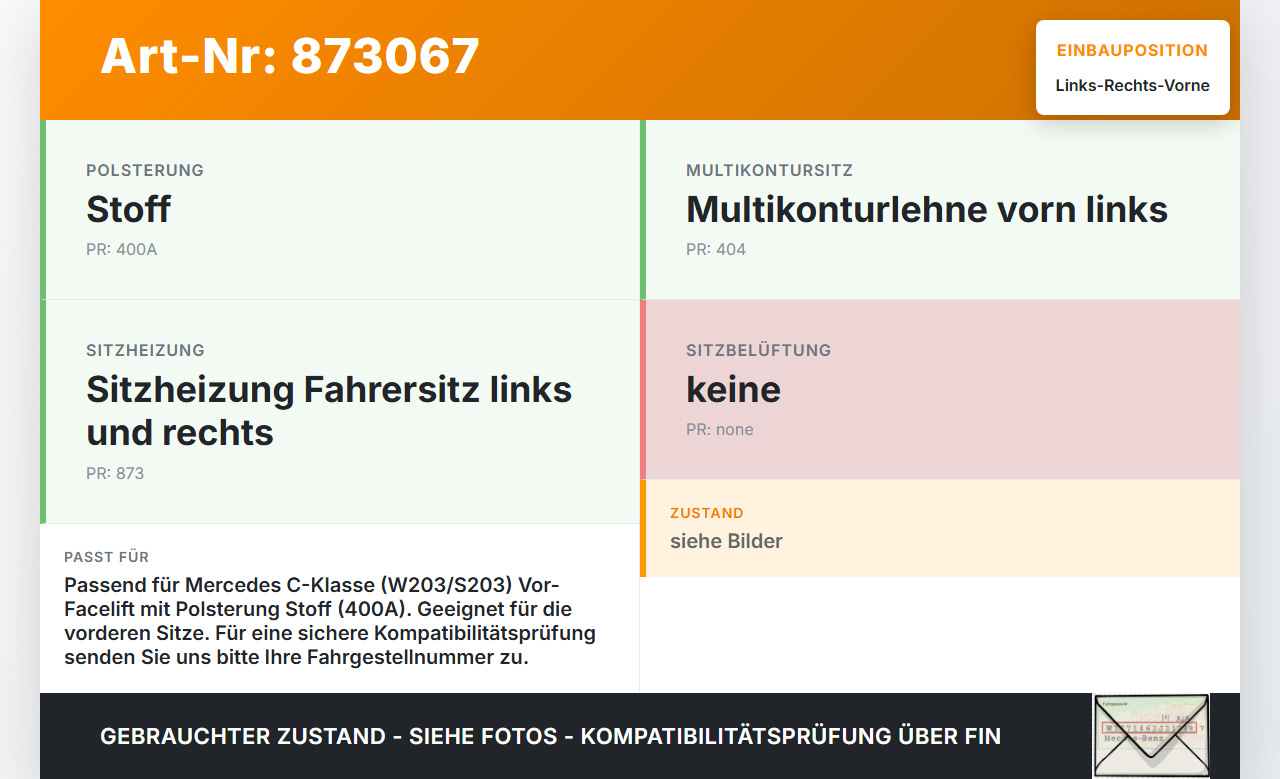 Mercedes S203 W203 00-04  Kombi Kopfstütze für Beifahrer Sitz Rechts oder Links Vorne Mercedes S203 W203 00-04... Vorschau 3