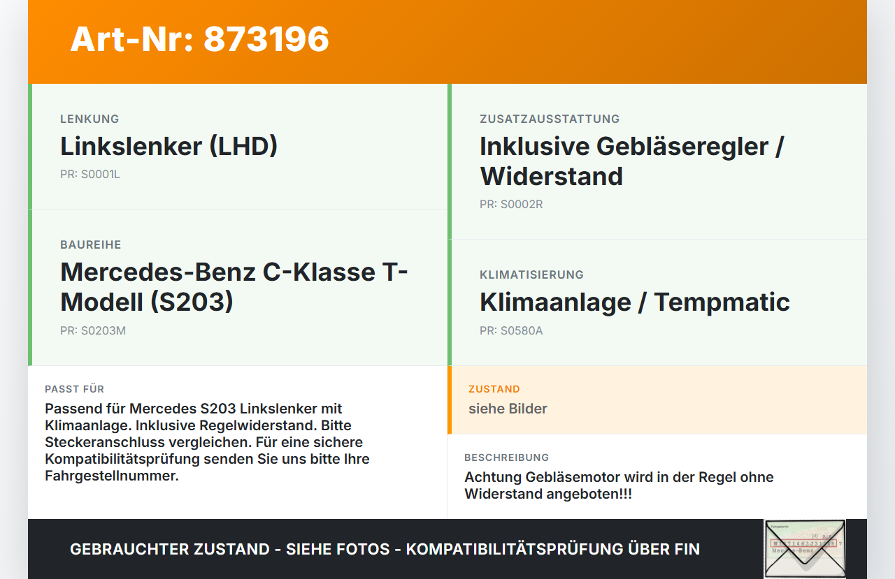 Mercedes S203 W203 00-04 Gebläsemotor Lüftermotor Heizungsgebläse mit Regelwiderstand Mercedes S203 W203 00-04... Vorschau 3