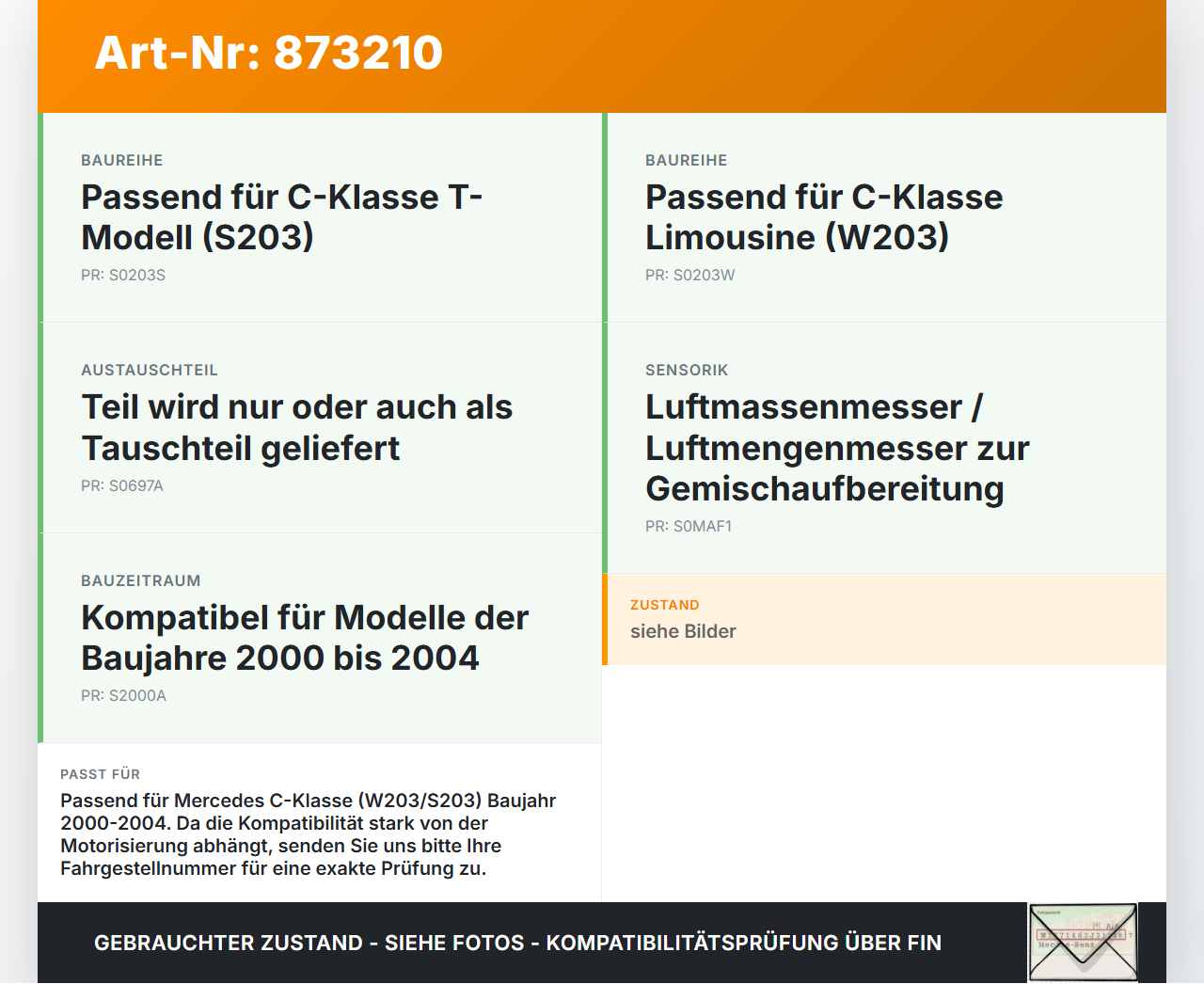 Mercedes S203 W203 00-04  CDI 2,7 125KW Mercedes W203 Luftmengenmesser Luftmassenmesser Mercedes S203 W203 00-04... Vorschau 3