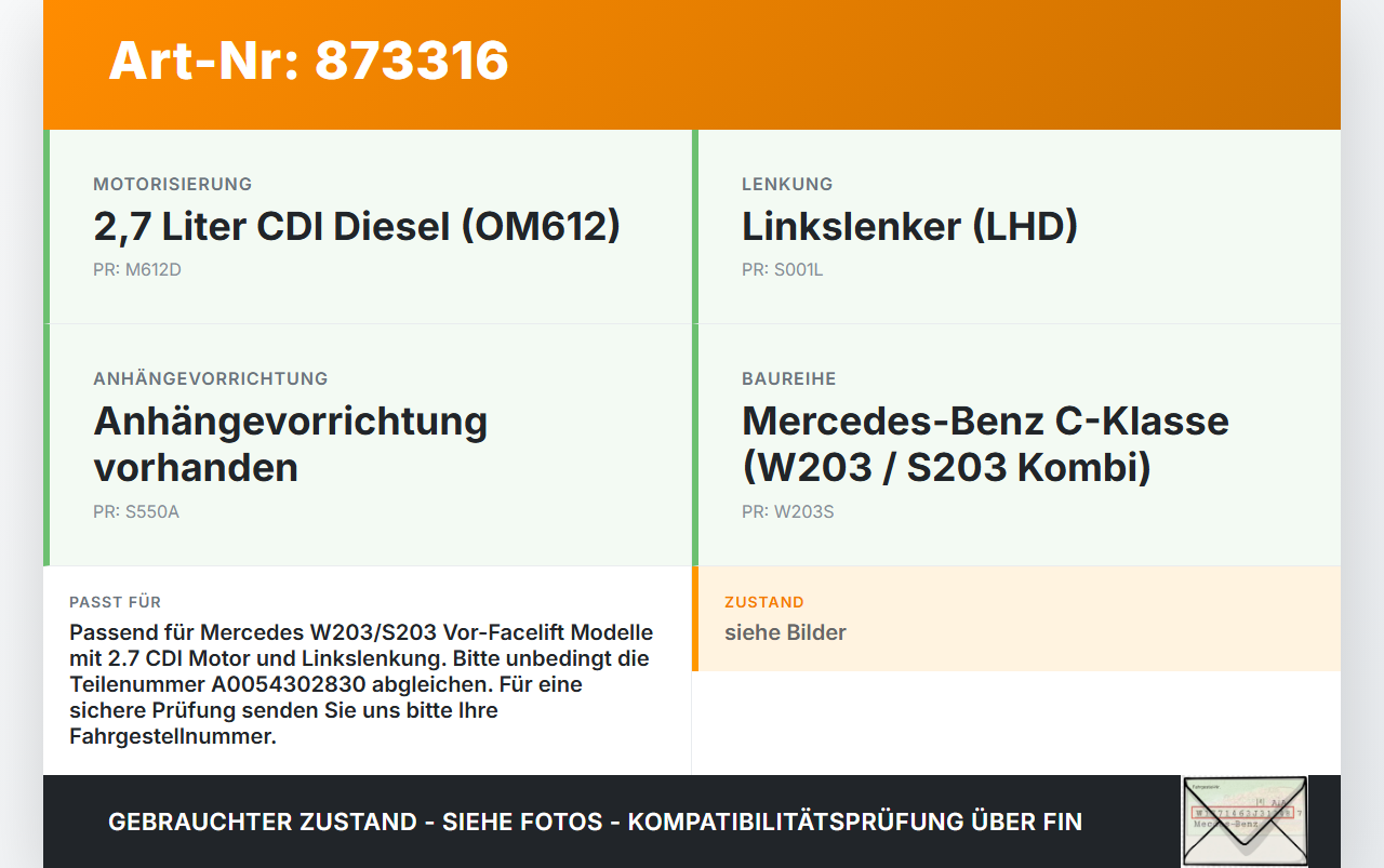 Mercedes S203 W203 00-04  CDI 2,7 125KW Bremskraftverstärker Mercedes S203 W203 00-04 22.02.2002 A0054302830... Vorschau 3
