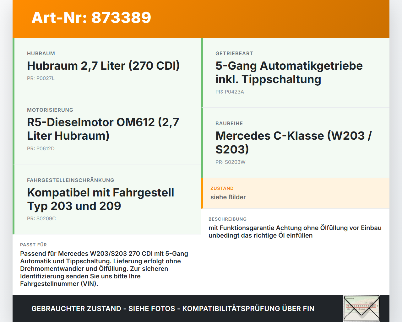 Mercedes S203 W203 00-04 CDI 2,7 125KW 722.640 Automatikgetriebe Getriebe ohne Wandler Mercedes S203 W203 00-04... Vorschau 3