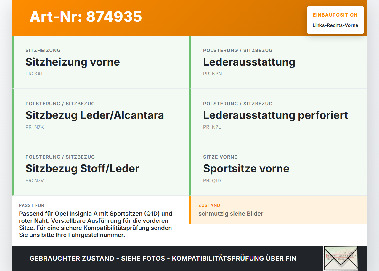 Opel Insignia A 13-17 Kombi Kopfstütze für Beifahrer Sitz Rechts oder Links Vorne rote Naht Ford Fiesta JA8 VII... Vorschau 3