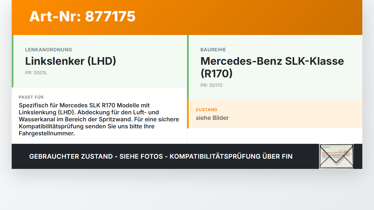 Mercedes R170 SLK Wasserabweiser Wasserleitblech Mercedes R170 SLK 03.04.2000 1708310144 SP3213 A1708310144 gebraucht Vorschau 3