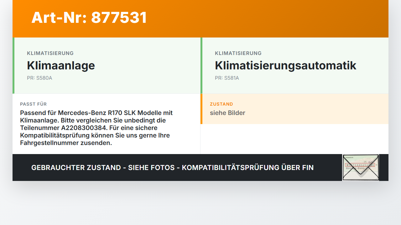 Mercedes R170 SLK Expansionsventil für Klima Mercedes R170 SLK 03.04.2000 A2208300384 gebraucht Vorschau 3