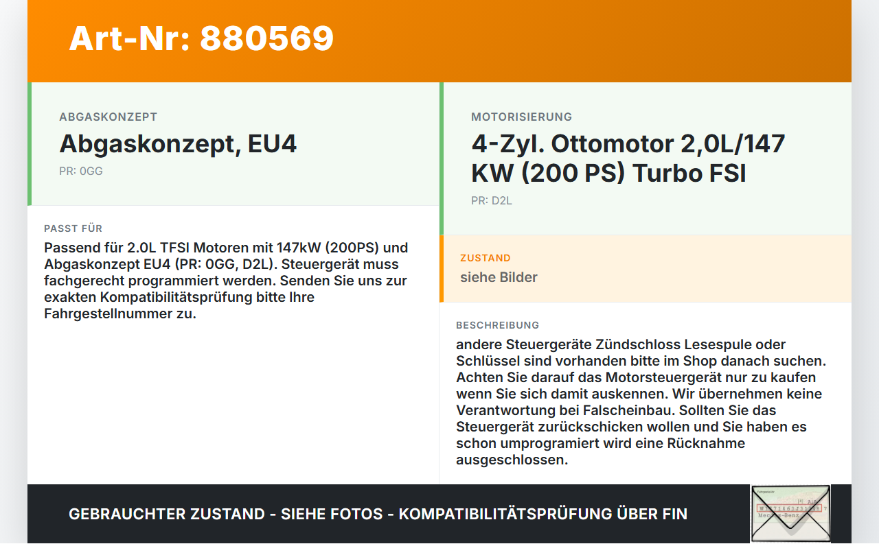 VW Scirocco III 13 08-14 TSI 2,0 147KW Engine Steuergerät Motor ECU Motorsteuergerät MED17.5 VW Scirocco III 13... Vorschau 3