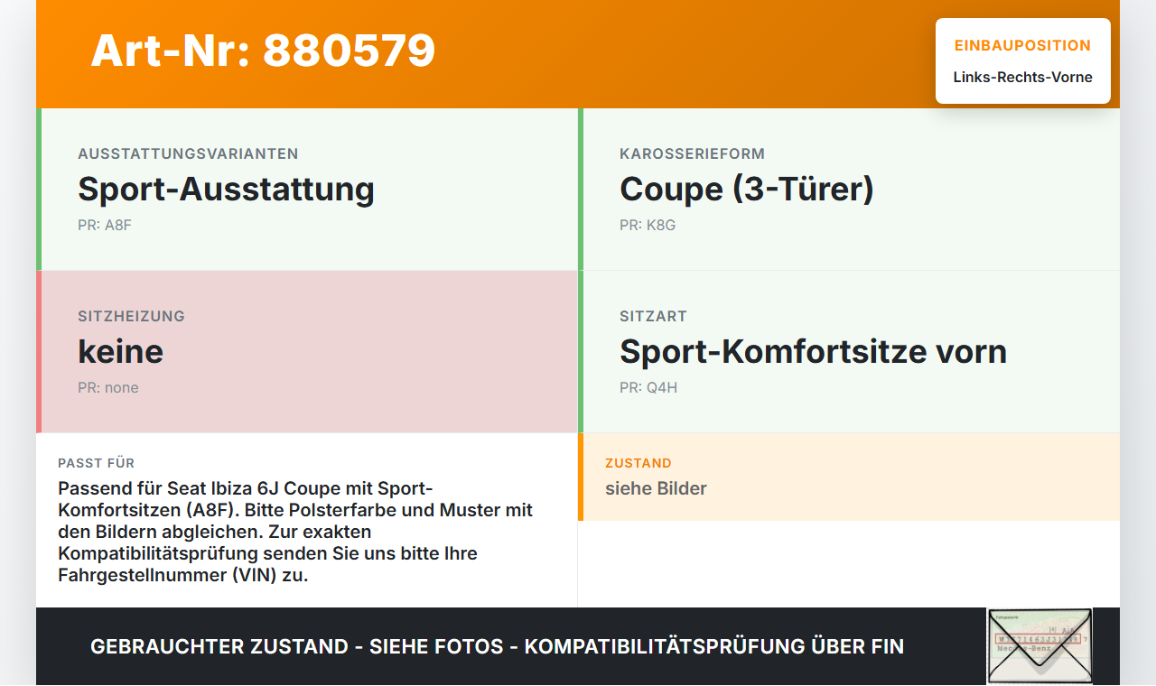 Seat Ibiza IV 6J 08-12 Coupe Kopfstütze für Beifahrer Sitz Rechts oder Links Vorne Seat Ibiza IV 6J 08-12... Vorschau 3