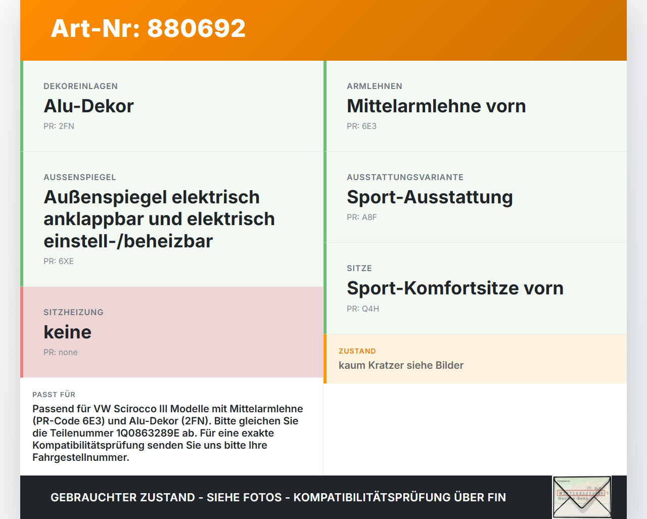 VW Scirocco III 13 08-14 Blende Einbaurahmen VW Scirocco III 13 08-14 03.04.2009 1Q0863289E gebraucht Vorschau 3