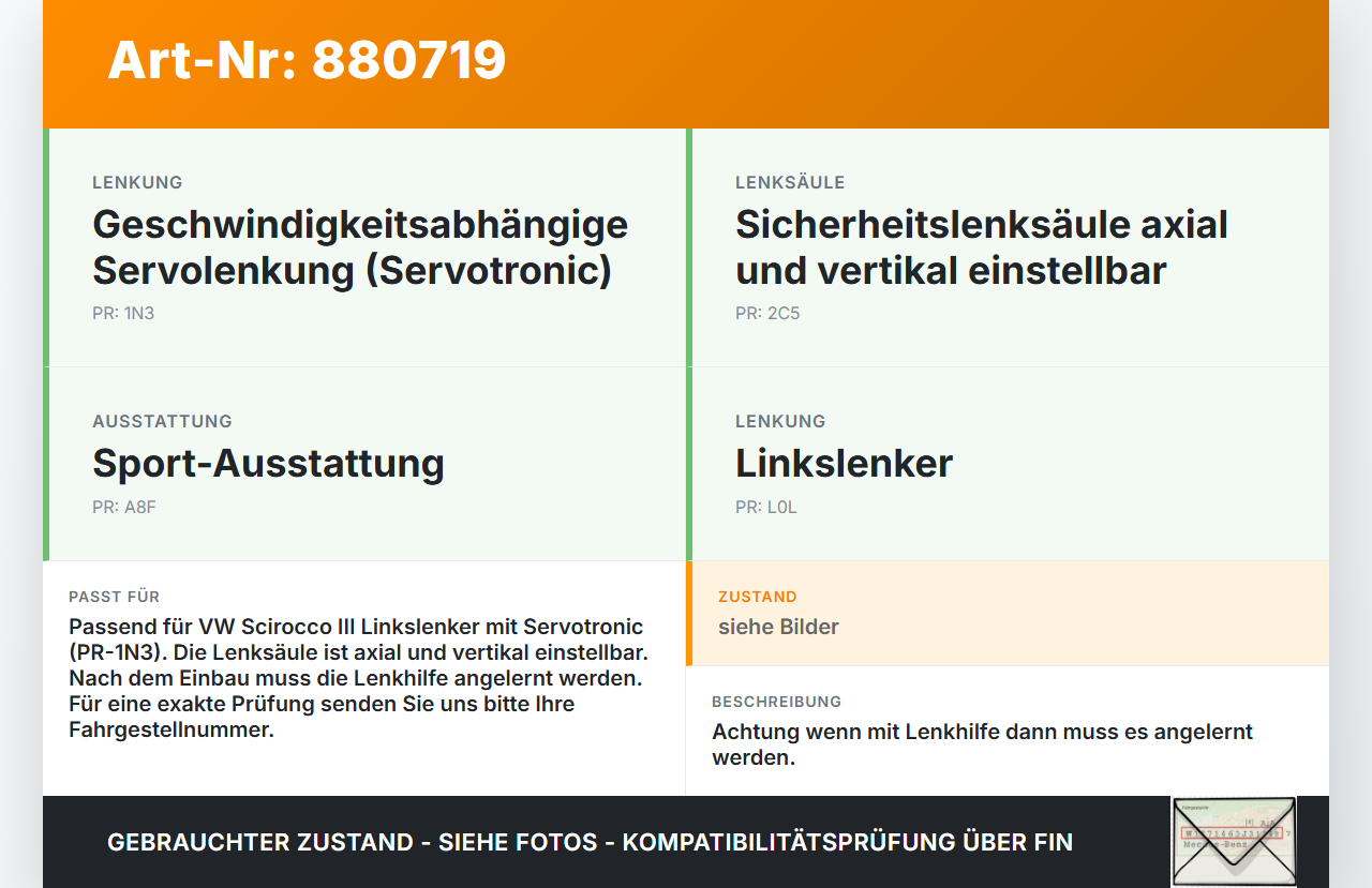 VW Scirocco III 13 08-14 Höhenverstellung für Lenksäule VW Scirocco III 13 08-14 03.04.2009 1K1419502CH 1K1419582AP... Vorschau 3