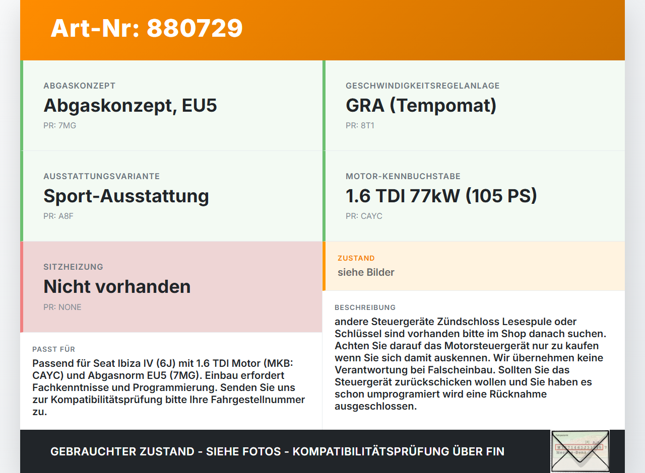 Seat Ibiza IV 6J 08-12 Tdi 1,6 77KW Steuergerät ECU für Motor Motorsteuergerät Seat Ibiza IV 6J 08-12 07.10.2010... Vorschau 3