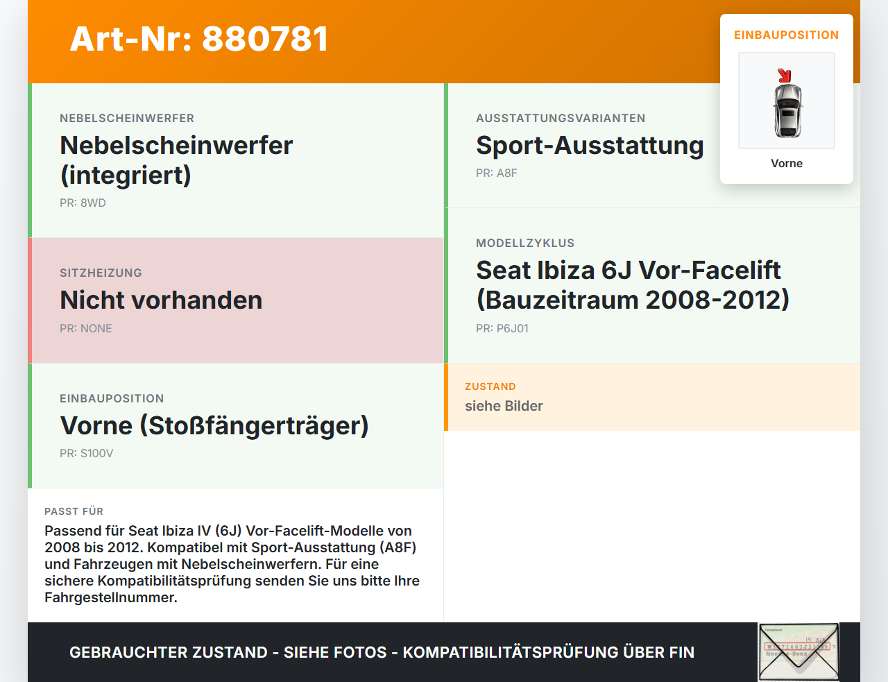 Seat Ibiza IV 6J 08-12 Stoßstangenträger Stoßfängerträger Querträger Vorne Seat Ibiza IV 6J 08-12 07.10.2010... Vorschau 3