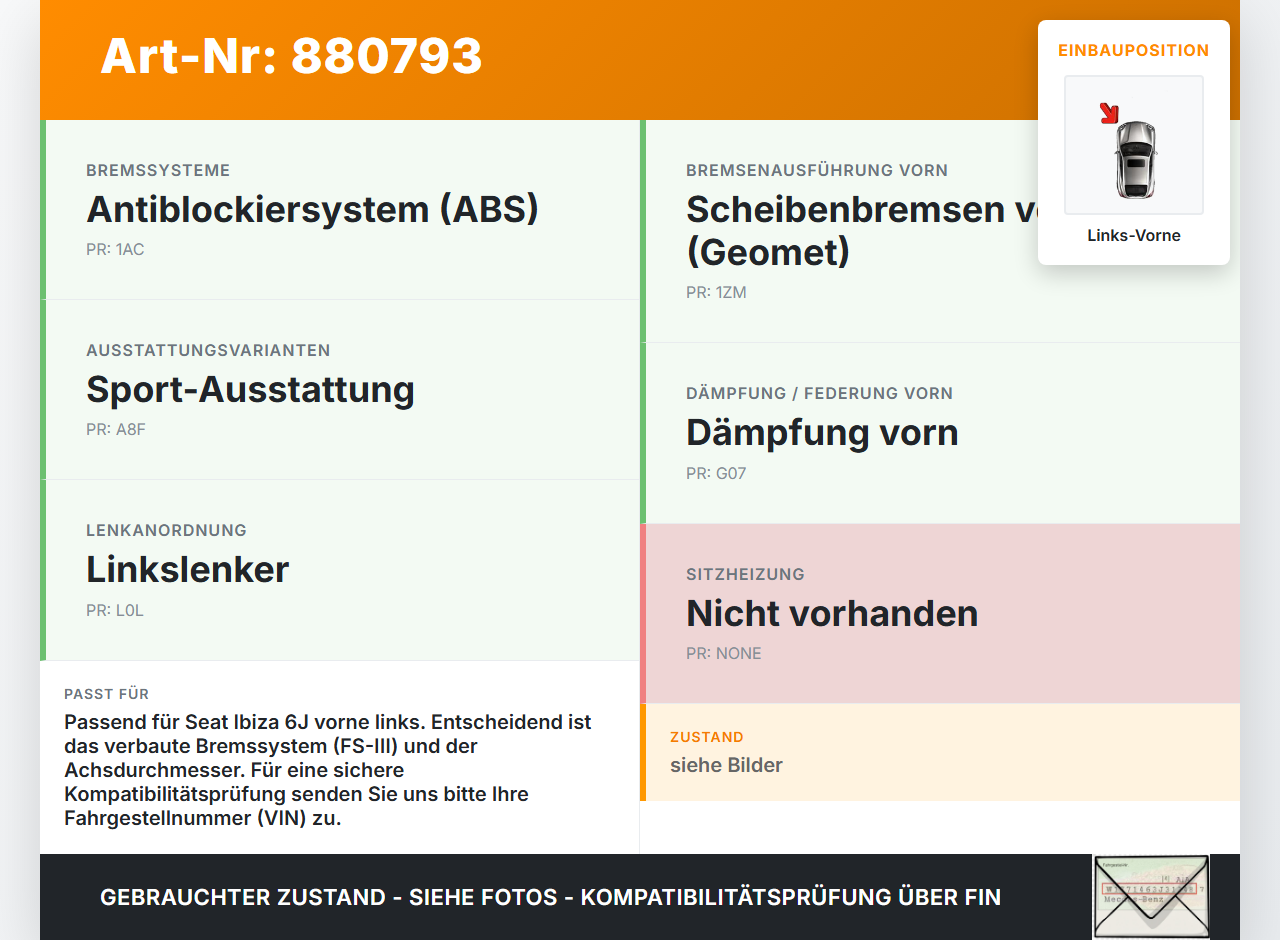Seat Ibiza IV 6J 08-12 Tdi 1,6 77KW Achsschenkel Radnabe Links Vorne Seat Ibiza IV 6J 08-12 07.10.2010 6Q0407255S... Vorschau 3