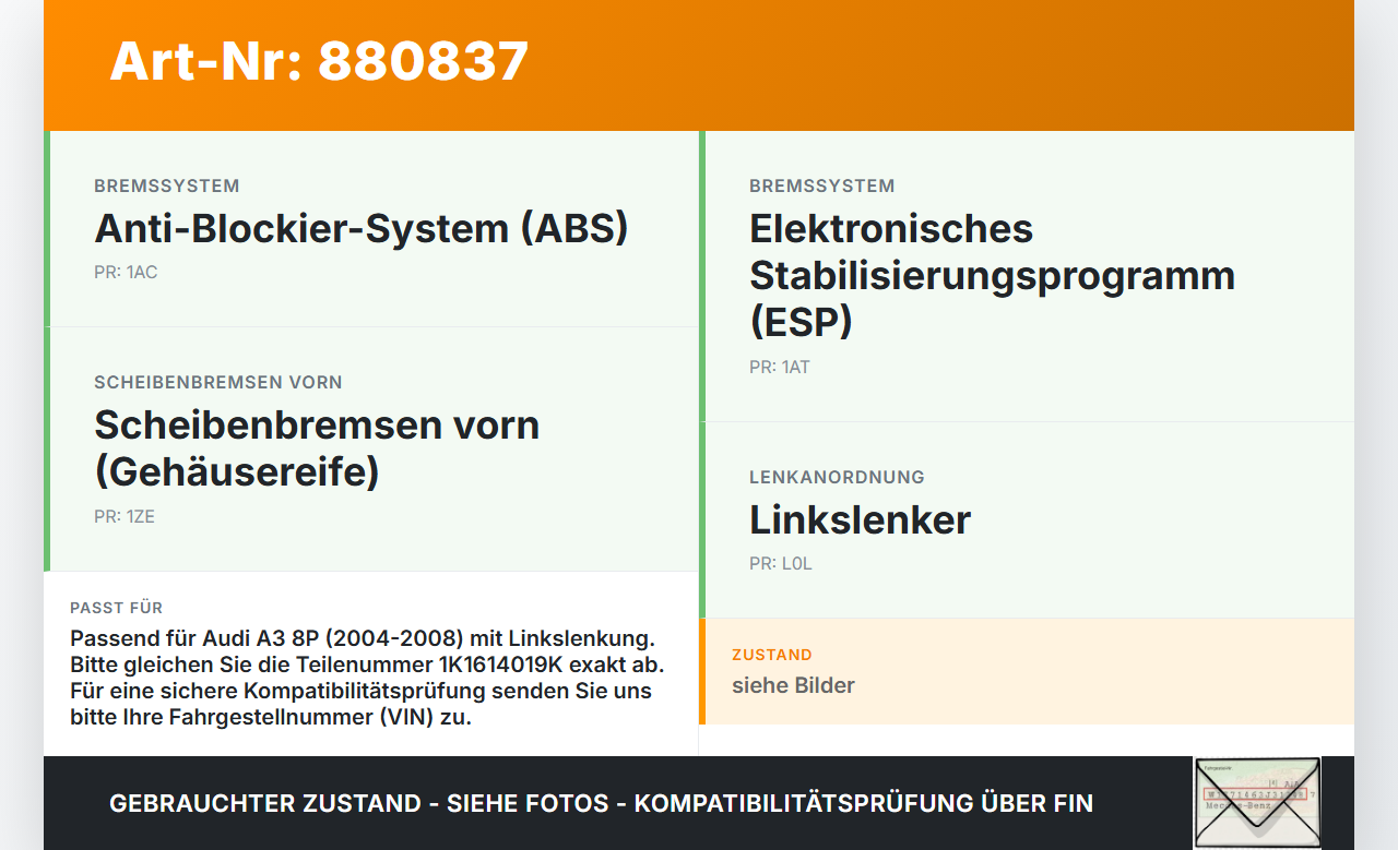 Audi A3 8P 04-08 Hauptbremszylinder Bremszylinder Audi A3 8P 04-08 23.11.2004 1K1614019K 012121602 gebraucht Vorschau 3