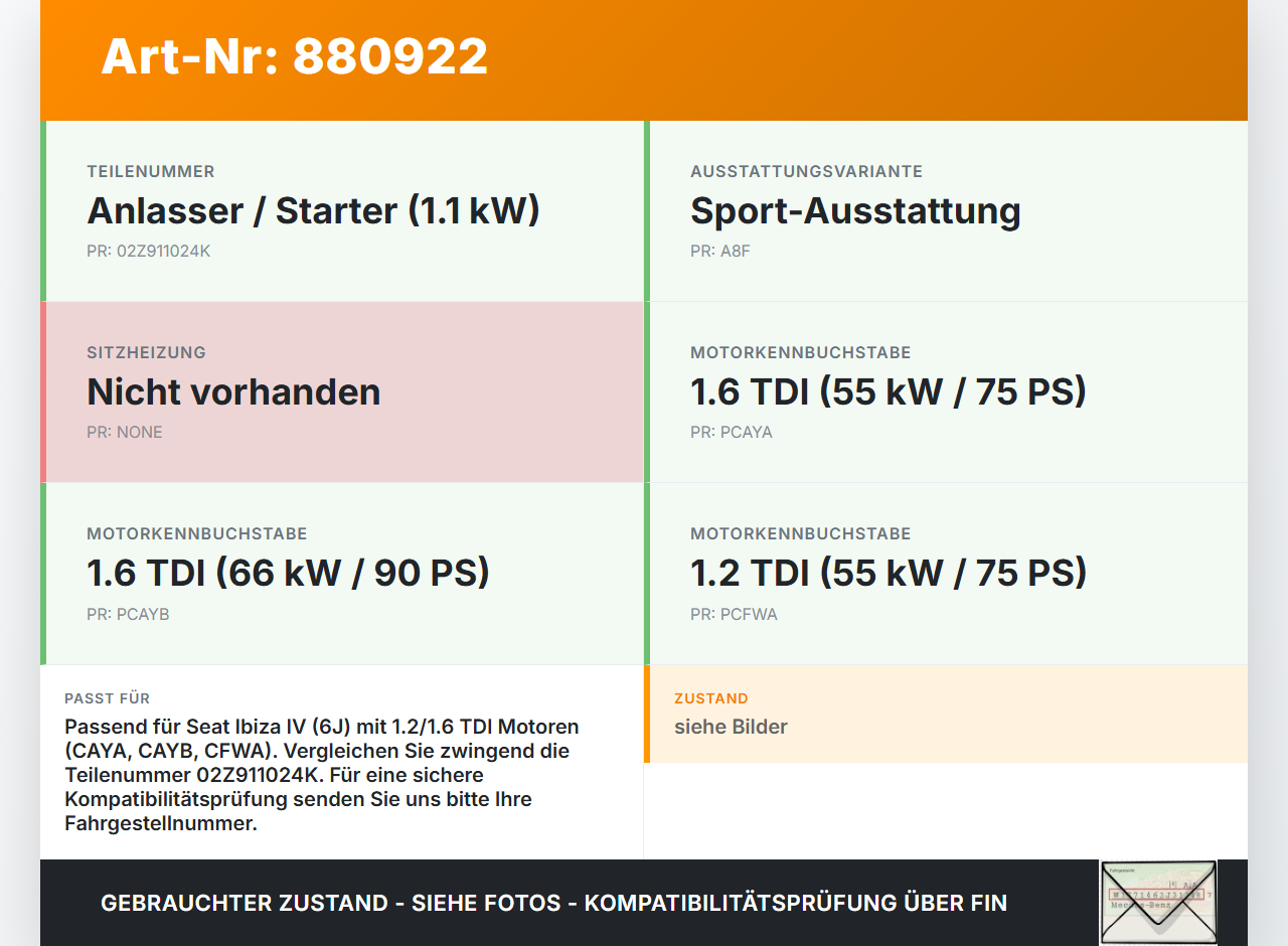 Seat Ibiza IV 6J 08-12 Tdi 1,6 77KW Anlasser Starter Seat Ibiza IV 6J 08-12 07.10.2010 02Z911024K 791891211... Vorschau 3