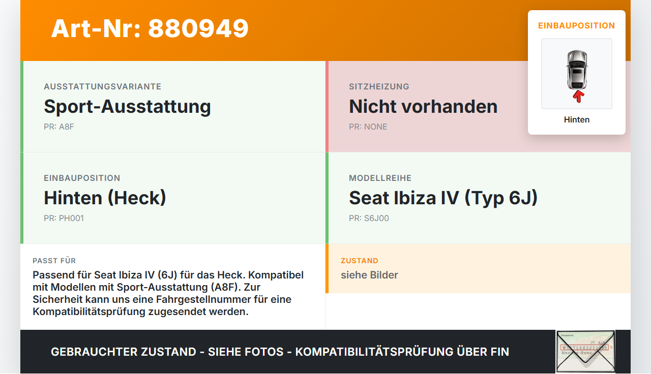 Seat Ibiza IV 6J 08-12 Stoßstangenträger Stoßfängerträger Träger Querträger Hinten Seat Ibiza IV 6J 08-12... Vorschau 3