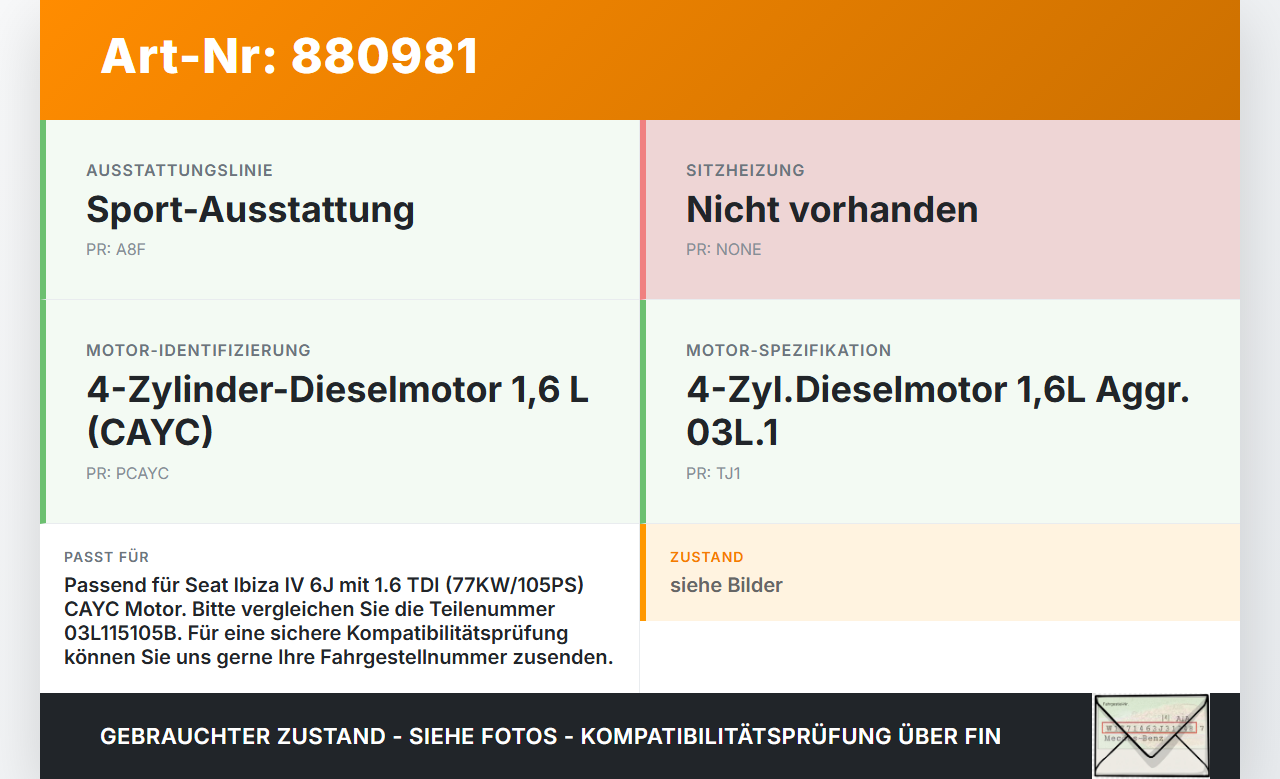 Seat Ibiza IV 6J 08-12 Tdi 1,6 77KW CAYC Ölpumpe Seat Ibiza IV 6J 08-12 07.10.2010 03L115105B gebraucht Vorschau 3