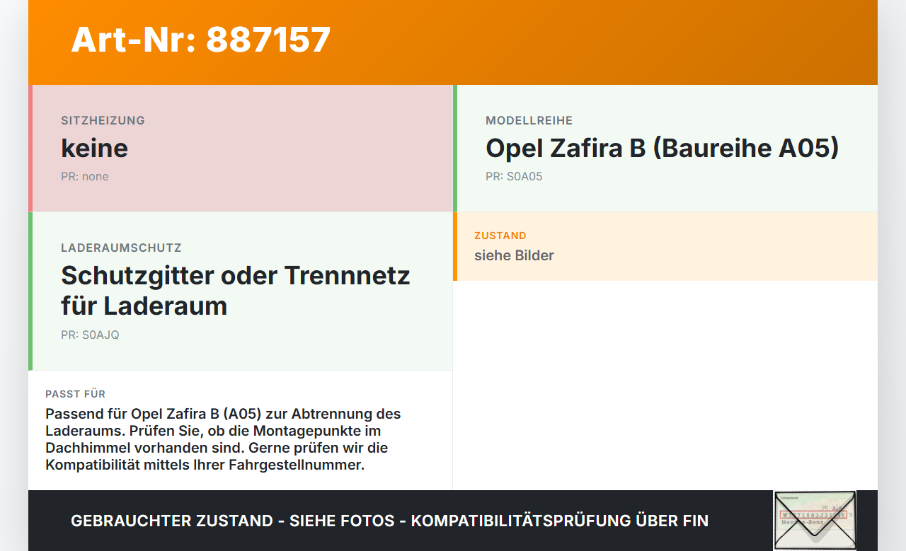 Opel Zafira B  A05 11-16 Trennwand Abtrennung Laderaumteiler Opel Zafira B  A05 11-16 04.06.2013 93165062 gebraucht Vorschau 3