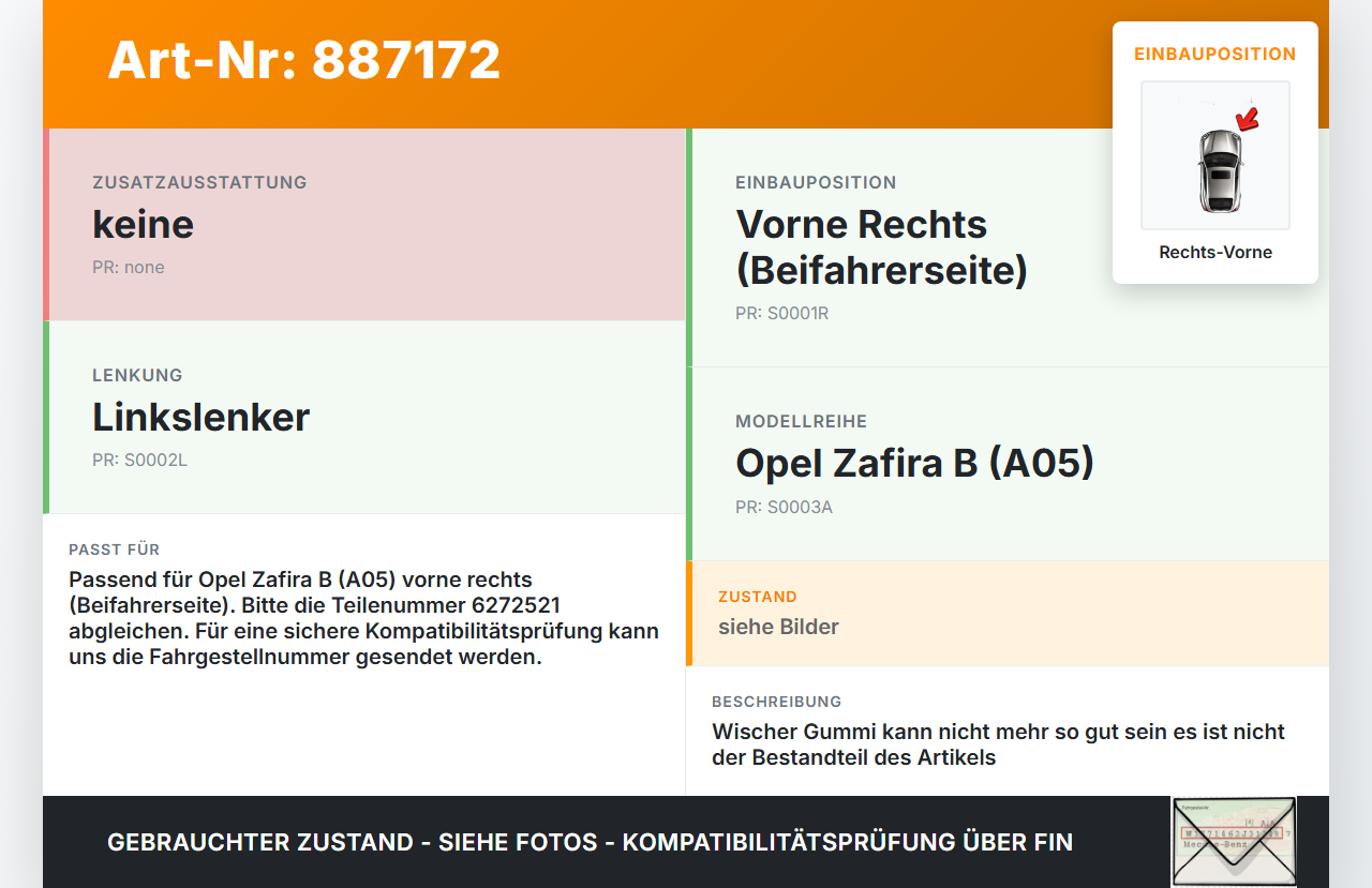 Opel Zafira B  A05 11-16 Scheibenwischer Wischarm Vorne Rechts Opel Zafira B  A05 11-16 04.06.2013 13145549 6272521... Vorschau 3