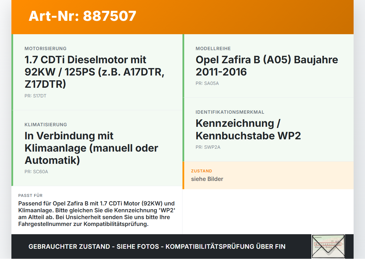 Opel Zafira B  A05 11-16 CDTi 1,7 92KW Ladeluftkühler Kühler Opel Zafira B  A05 11-16 04.06.2013 13243008 WTP9030... Vorschau 3
