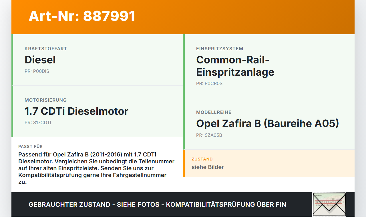 Opel Zafira B  A05 11-16 CDTi 1,7 92KW Einspritzleiste Düsenstock für Einspritzanlage Opel Zafira B  A05 11-16... Vorschau 3