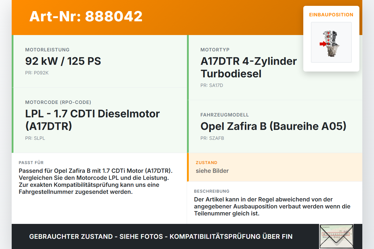 Opel Zafira B  A05 11-16 CDTi 1,7 92KW A17DTR LPL Kolben mit Pleuel Pos A Opel Zafira B  A05 11-16 04.06.2013... Vorschau 3