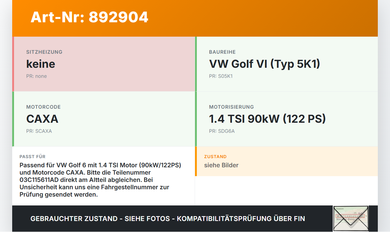VW Golf 6 VI 5K 08-12 TSI 1,4 90KW CAXA Ölmessstab Öl Stab VW Golf 6 VI 5K 08-12 16.12.2008 03C115611AD gebraucht Vorschau 3