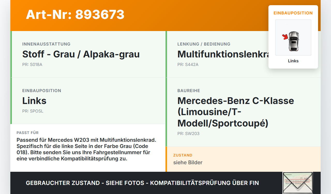 Mercedes W203 C200K 04-07 Lenkradschalter Multifunktionstasten Lenkrad Schalter Links Grau Mercedes W203 C200K... Vorschau 3