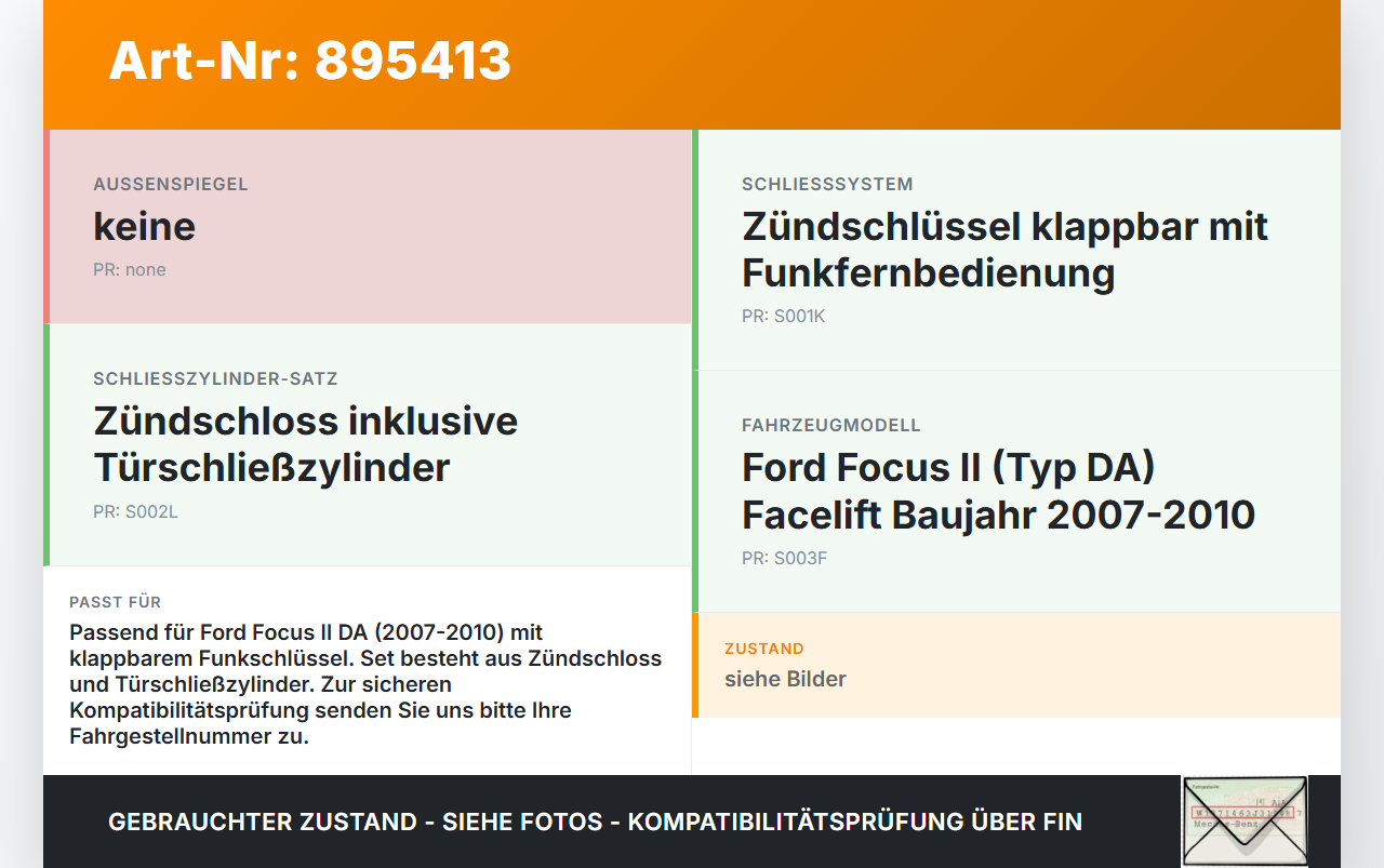 Ford Focus II DA 07-10 Zündschloss Schlüssel Türschliesszylinder Ford Focus II DA 07-10 10.03.2008 4M5A-A22050-EL... Vorschau 3